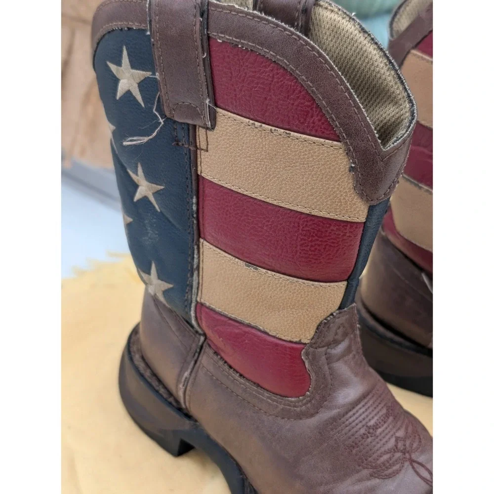 Durango Lil Rebel Kids Western Cowboy Boots BT245 Flag Patriotic Size 13 M US